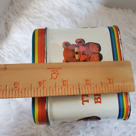 Vintage 1984 Cheinco Rainbow I Love Teddy Bears Rectangle Storage Box Tin - Picture 9 of 10